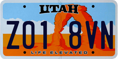 UT license plate Z018VN
