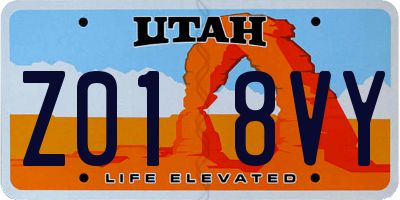 UT license plate Z018VY