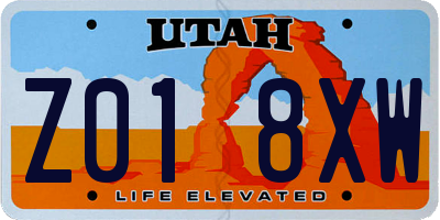 UT license plate Z018XW