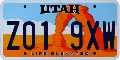UT license plate Z019XW