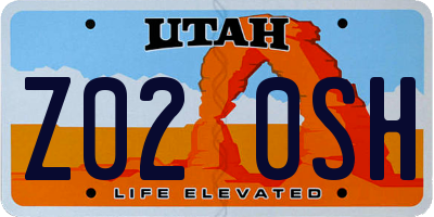 UT license plate Z020SH