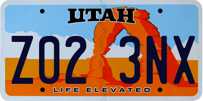 UT license plate Z023NX