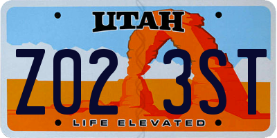 UT license plate Z023ST