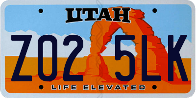 UT license plate Z025LK