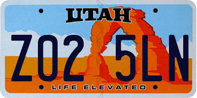 UT license plate Z025LN