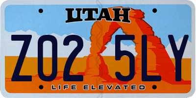 UT license plate Z025LY