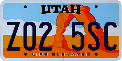 UT license plate Z025SC