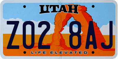 UT license plate Z028AJ