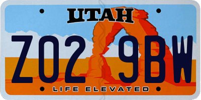 UT license plate Z029BW