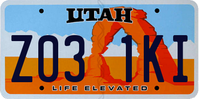UT license plate Z031KI