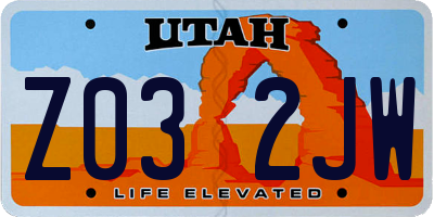 UT license plate Z032JW