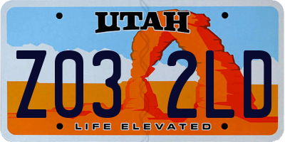 UT license plate Z032LD