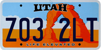 UT license plate Z032LT