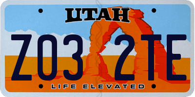 UT license plate Z032TE