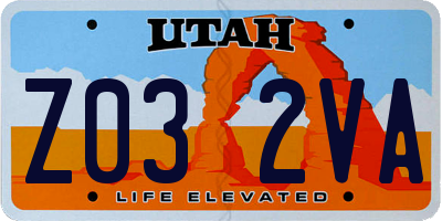 UT license plate Z032VA