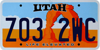 UT license plate Z032WC