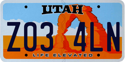UT license plate Z034LN