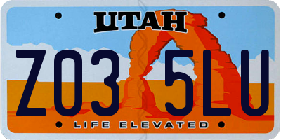 UT license plate Z035LU