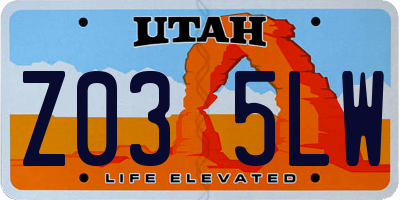UT license plate Z035LW