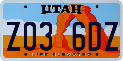 UT license plate Z036DZ