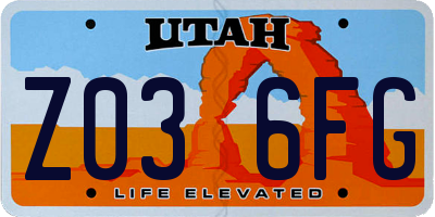 UT license plate Z036FG