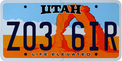 UT license plate Z036IR