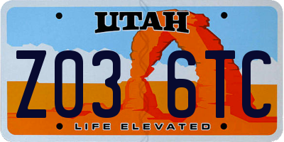 UT license plate Z036TC