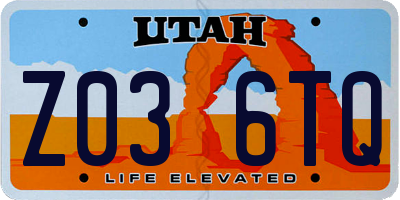 UT license plate Z036TQ