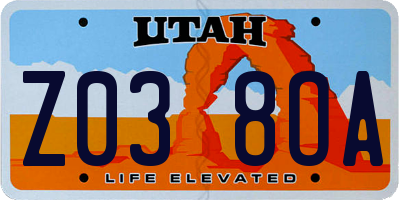 UT license plate Z038OA