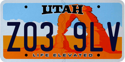 UT license plate Z039LV
