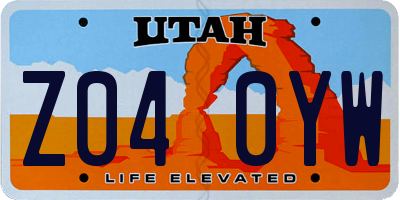 UT license plate Z040YW