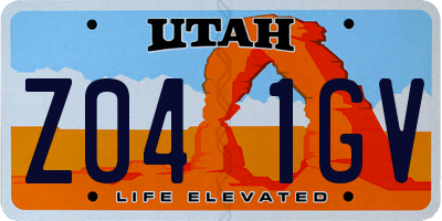 UT license plate Z041GV