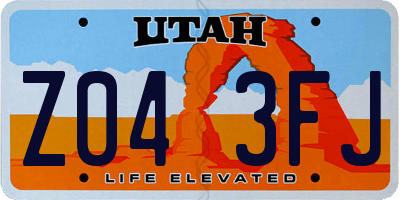 UT license plate Z043FJ