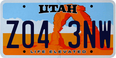 UT license plate Z043NW