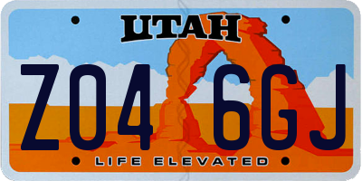 UT license plate Z046GJ