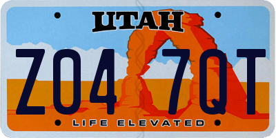 UT license plate Z047QT