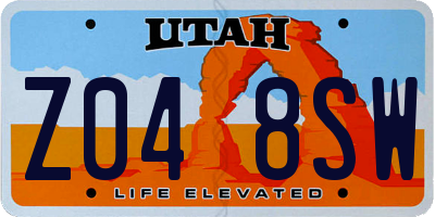 UT license plate Z048SW