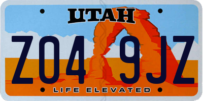 UT license plate Z049JZ
