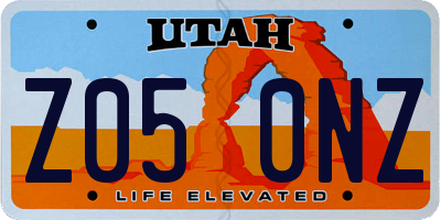 UT license plate Z050NZ