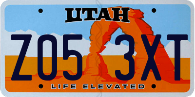 UT license plate Z053XT