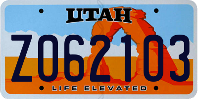 UT license plate Z062103