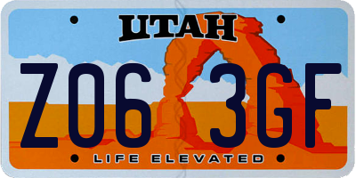 UT license plate Z063GF