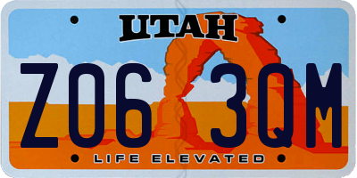UT license plate Z063QM