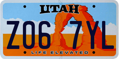 UT license plate Z067YL