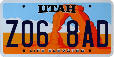 UT license plate Z068AD