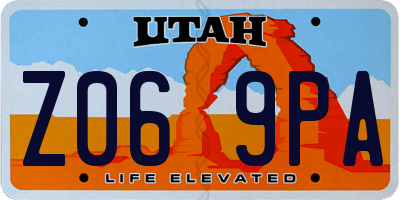 UT license plate Z069PA