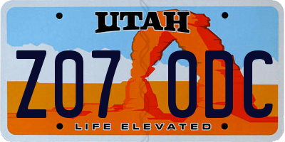 UT license plate Z070DC