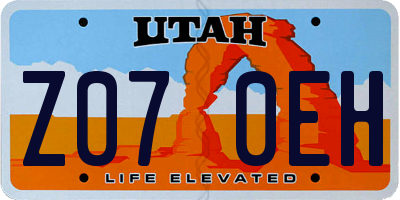 UT license plate Z070EH