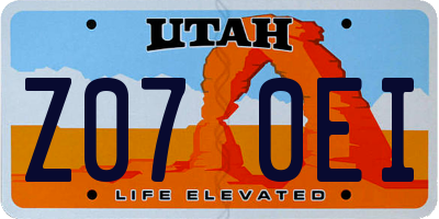 UT license plate Z070EI