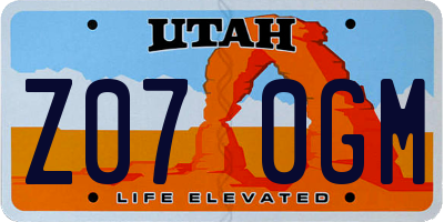 UT license plate Z070GM